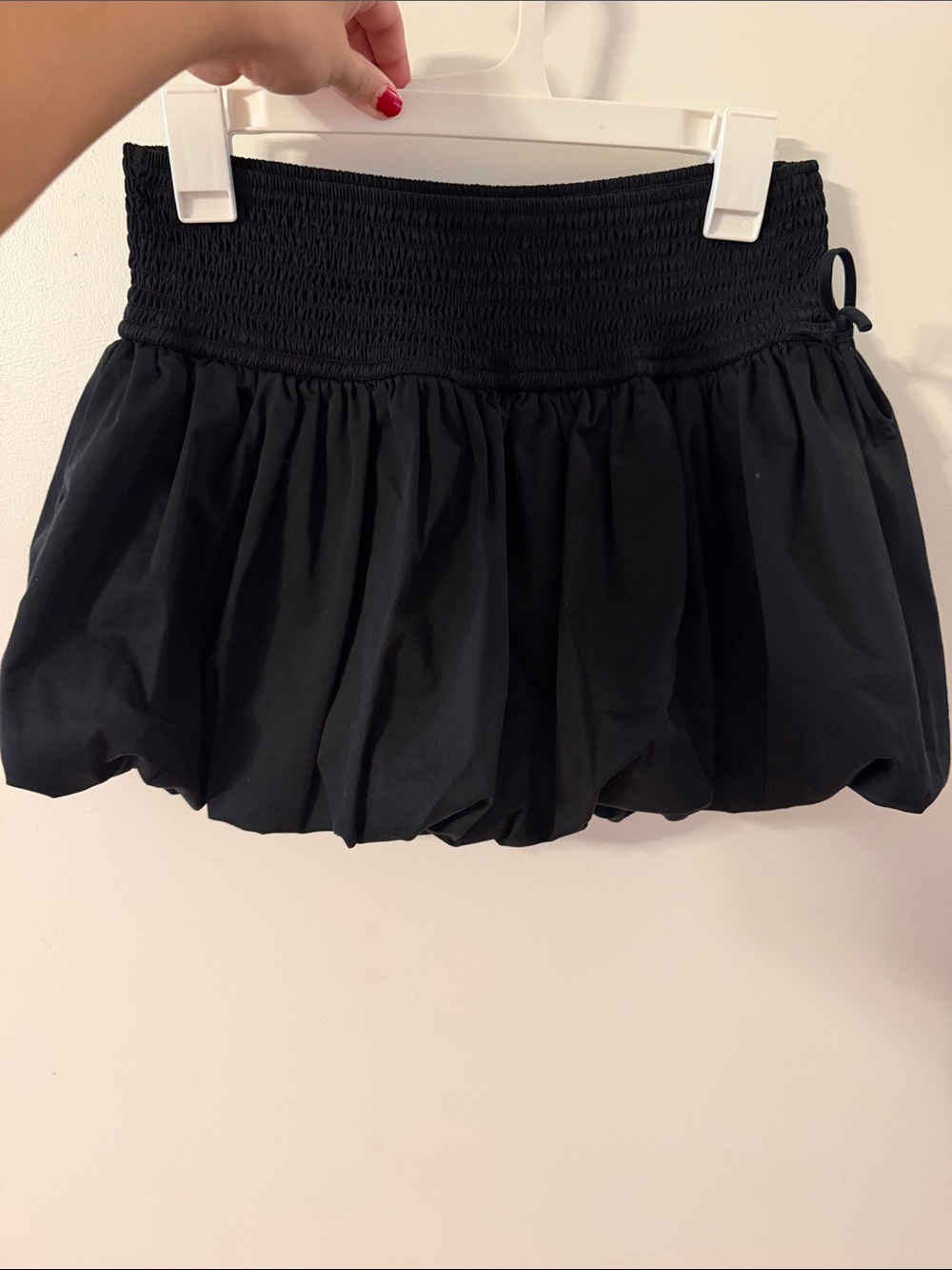 Black Smocked Waist Bubble Skirt